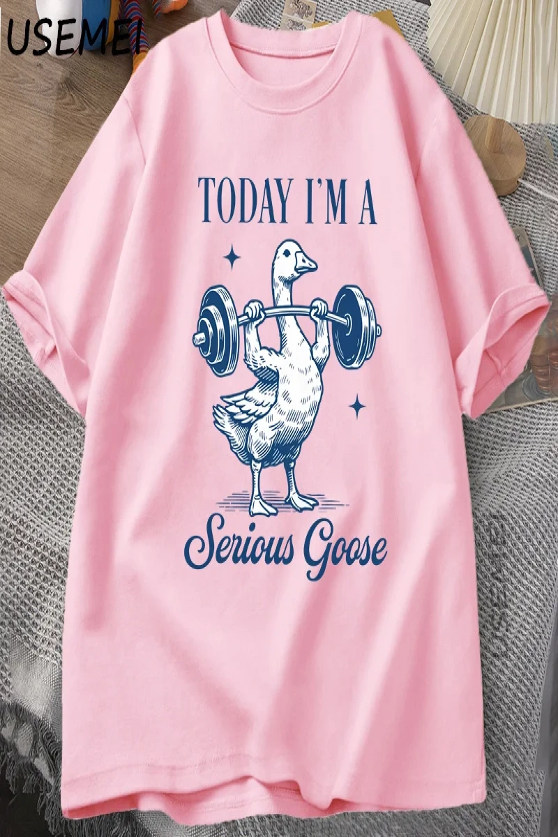Ciddi Kaz Halter T Shirt Komik Spor Salonu Egzersiz baskılı tişört Hayvan Lover Tshirt Haraju 2885