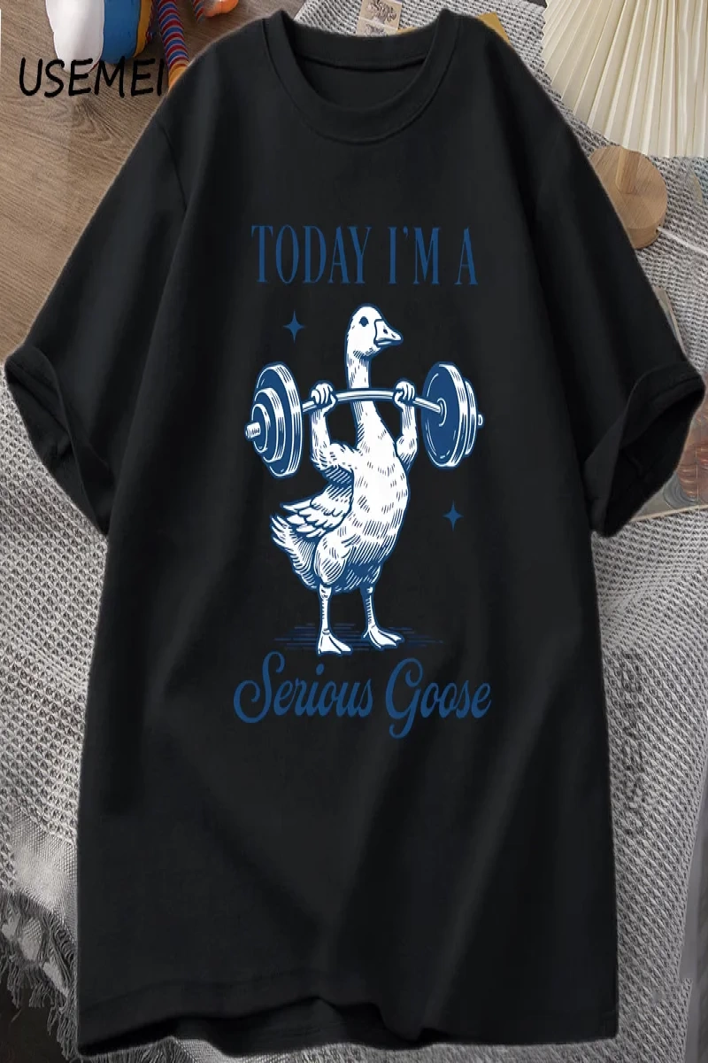 Ciddi Kaz Halter T Shirt Komik Spor Salonu Egzersiz baskılı tişört Hayvan Lover Tshirt Haraju 2885
