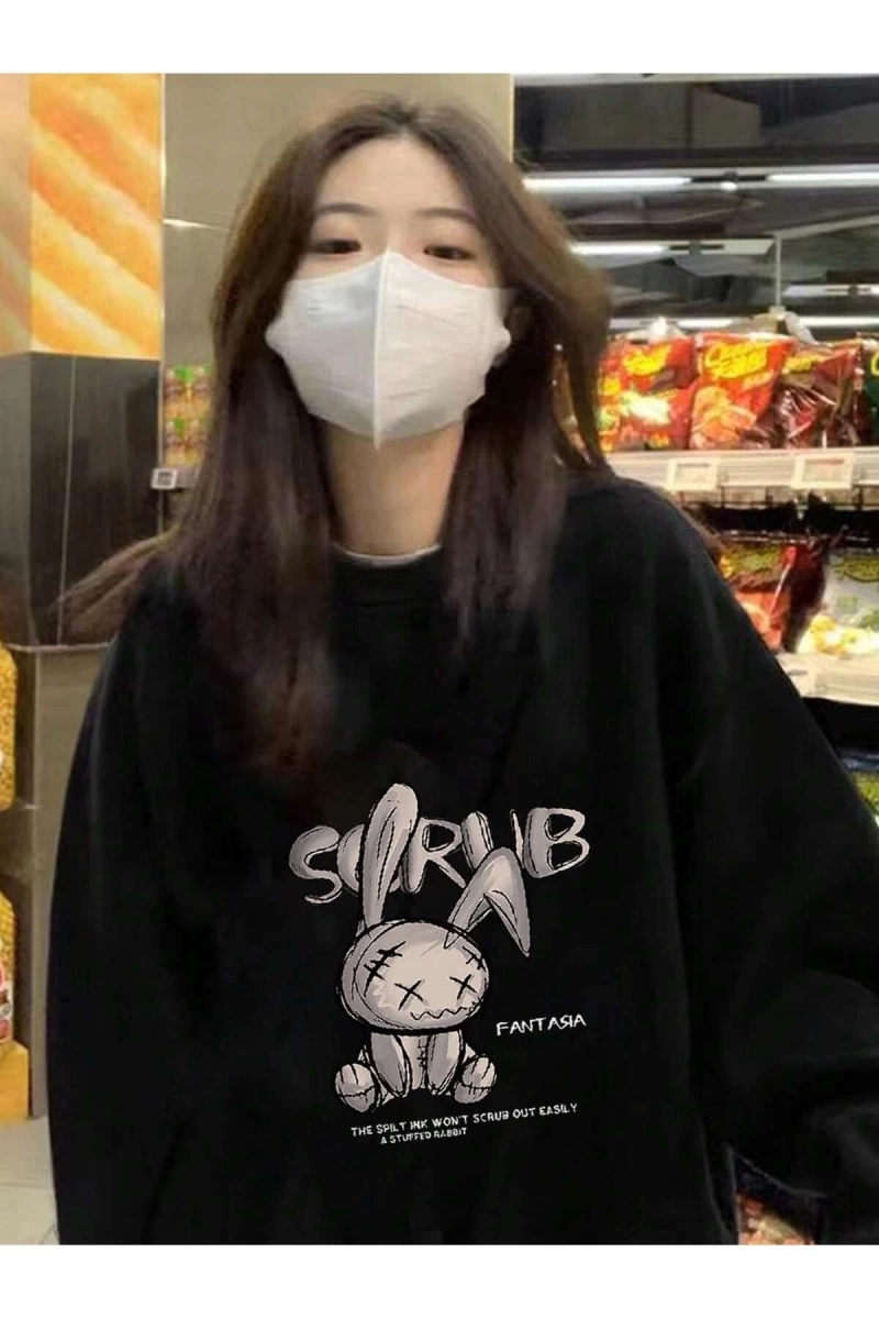 Coke serisi Cartoon & Letter Graphic Drop Shoulder Pullover