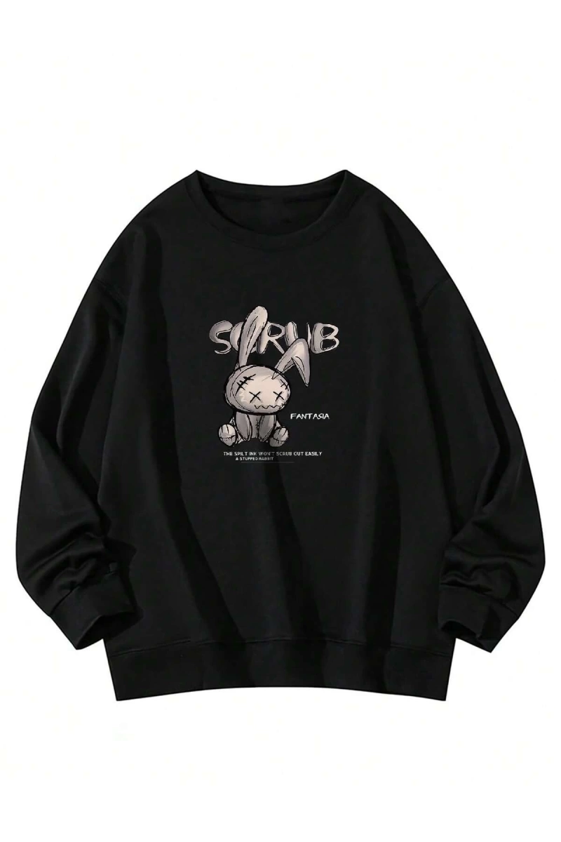 Coke serisi Cartoon & Letter Graphic Drop Shoulder Pullover