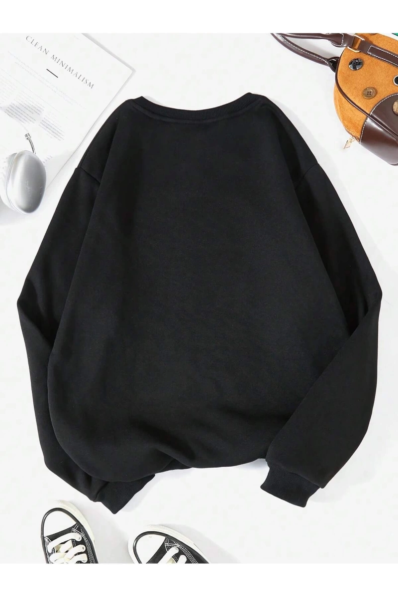 Coke serisi Coolane Figure & Slogan Graphic Thermal Lined Sweatshirt