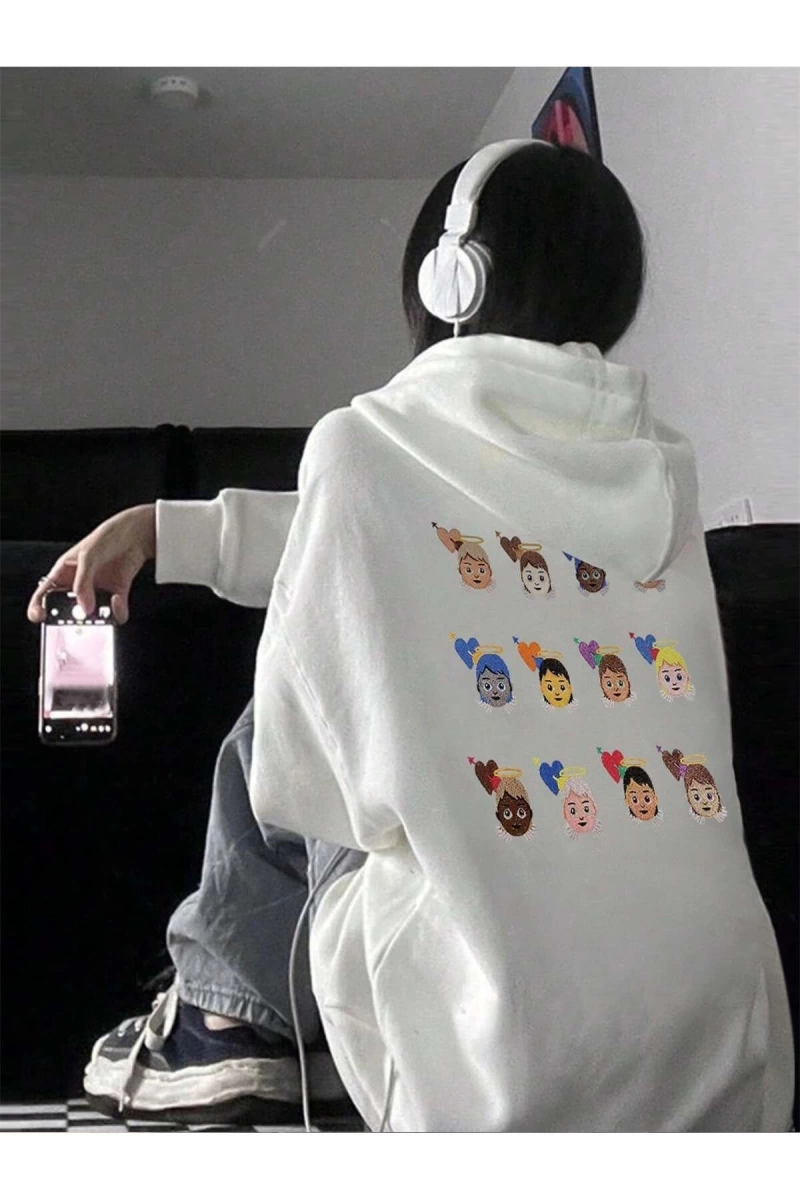 Coke serisi Figure Graphic Drop Shoulder Hoodie