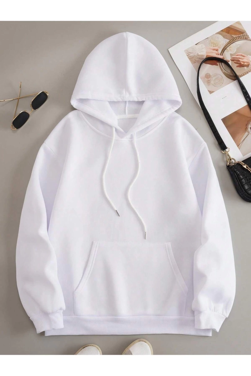 Coke serisi Letter & Expression Print Kangaroo Pocket Drawstring Thermal Hoodie