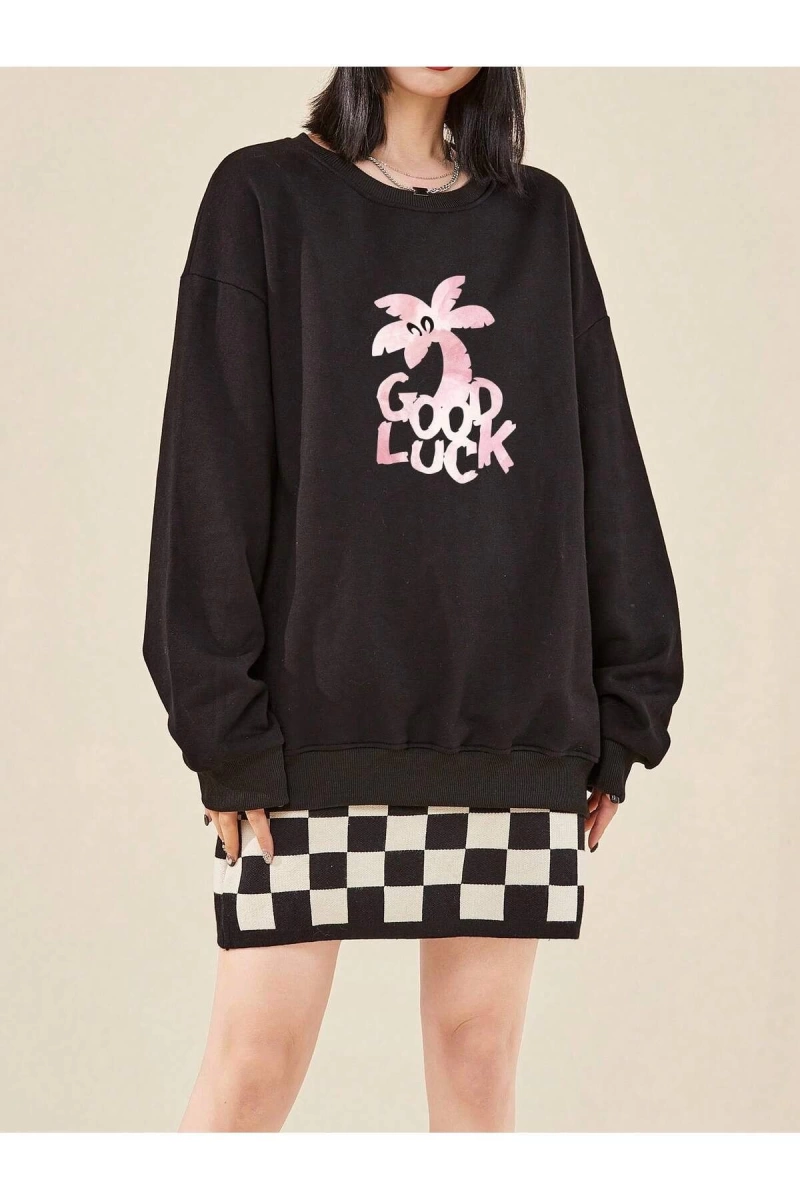 Coke serisi Letter Graphic Drop Shoulder Sweatshirt
