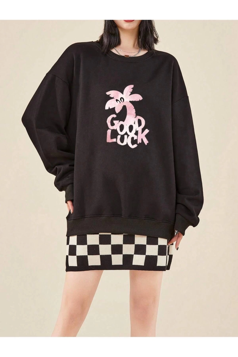 Coke serisi Letter Graphic Drop Shoulder Sweatshirt