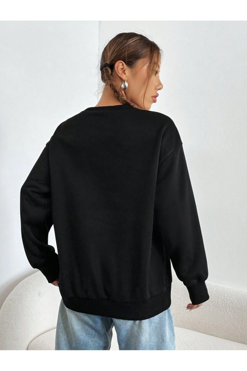 Coke serisi Motorcycle & Letter Graphic Drop Shoulder Sweatshirt