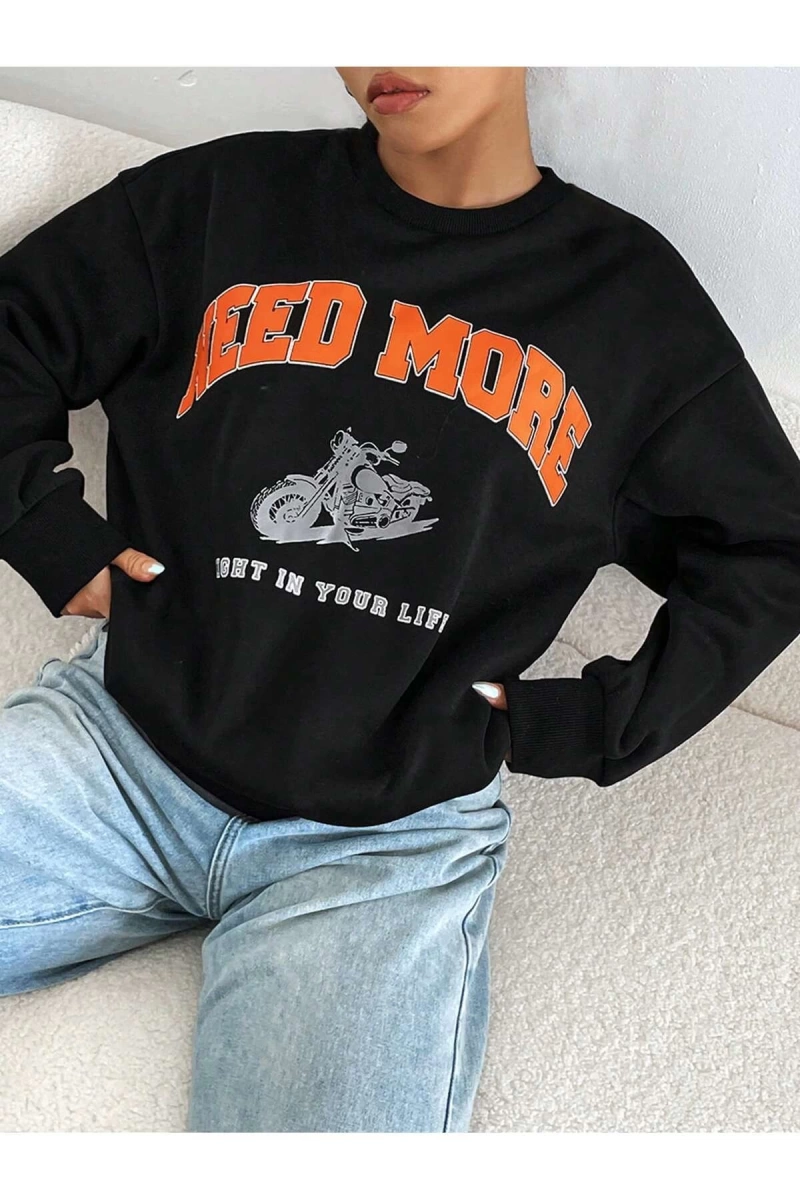 Coke serisi Motorcycle & Letter Graphic Drop Shoulder Sweatshirt