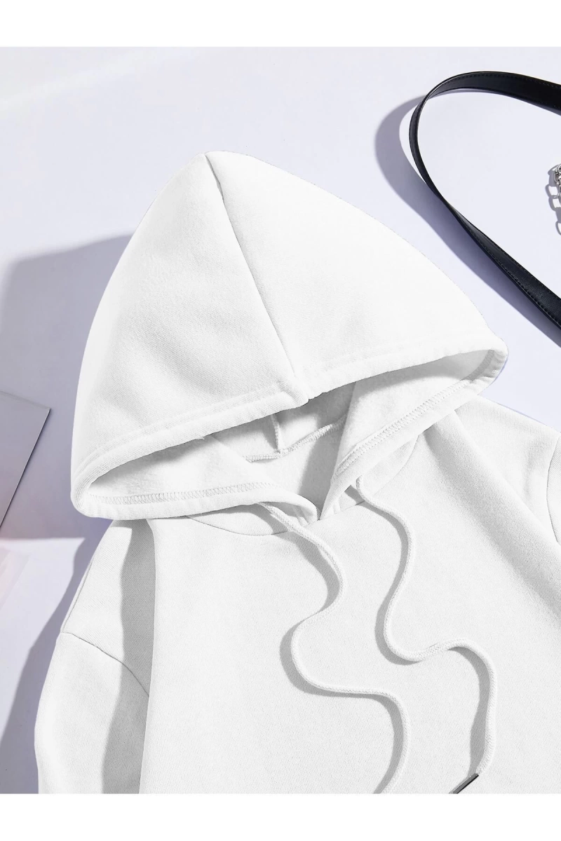 Coke serisi Sculpture & Letter Graphic Kangaroo Pocket Drawstring Thermal Hoodie