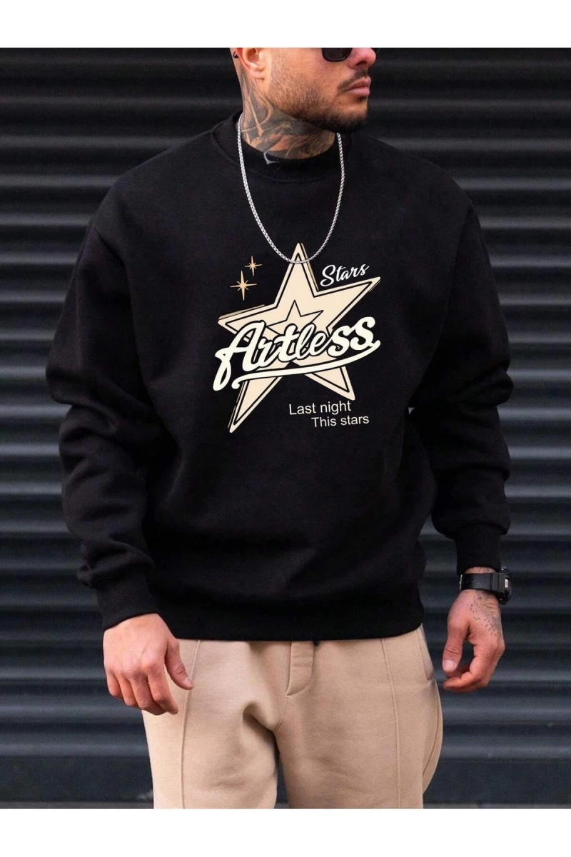 Coko serisi Star & Letter Graphic Drop Shoulder Sweatshirt