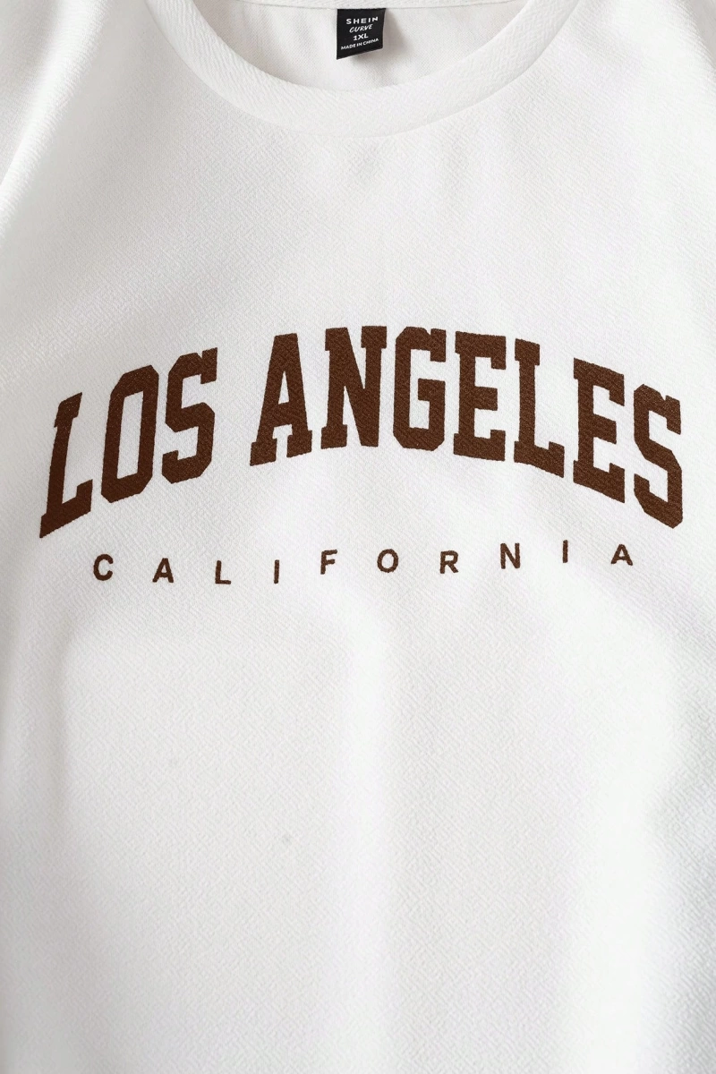 Comfortcana 2li Büyük Beden Kadın Harf Baskılı Sweatshirt ve Eşofman Altı Takımı