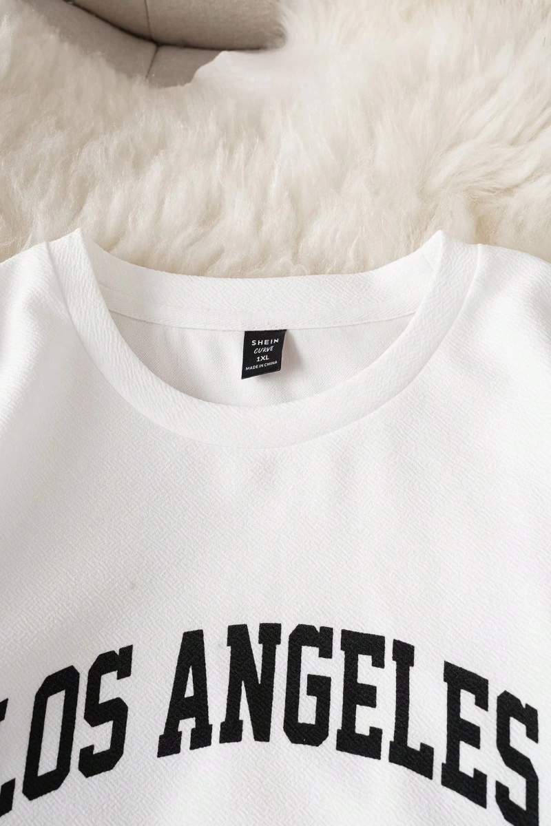 Comfortcana 2li Büyük Beden Kadın Harf Baskılı Sweatshirt ve Eşofman Altı Takımı