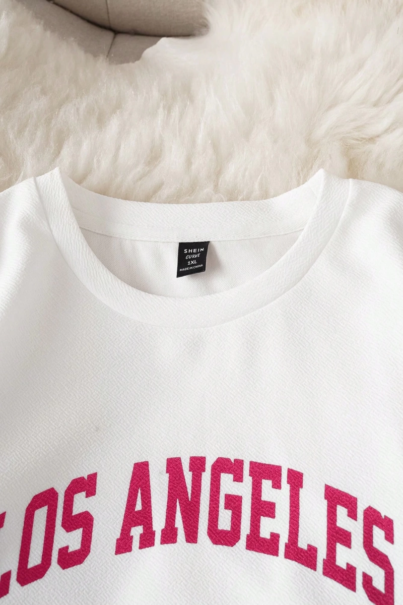 Comfortcana 2li Büyük Beden Kadın Harf Baskılı Sweatshirt ve Eşofman Altı Takımı