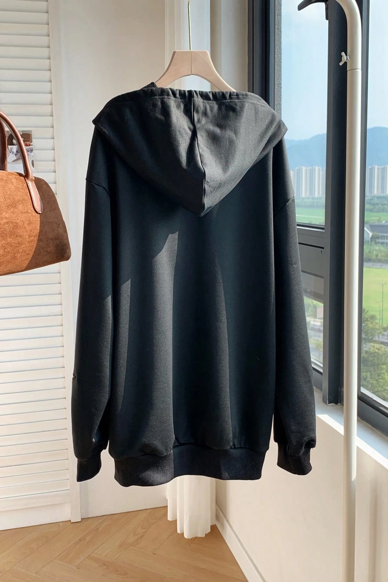 Comfortcana Kadın Kapşonlu Sweatshirt Leopar Yıldız Yamaları ve Bağcıklı Model 5203