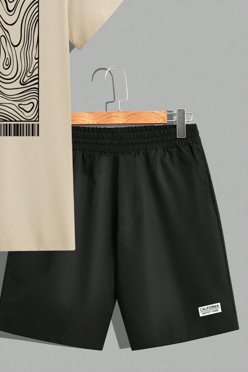 Contour Line Casual Baskılı Erkek Standart Beden Tişört Takımı