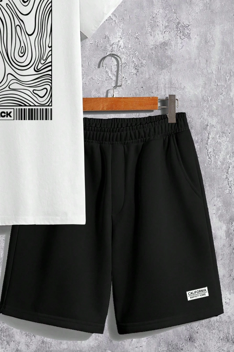 Contour Line Casual Baskılı Erkek Standart Beden Tişört Takımı