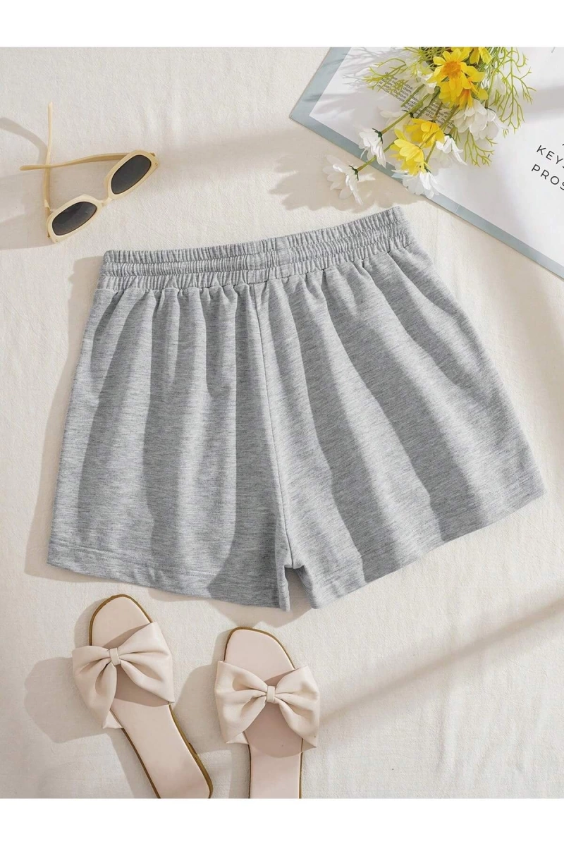 Coolane Butterfly & Letter Graphic Drawstring Waist Şort