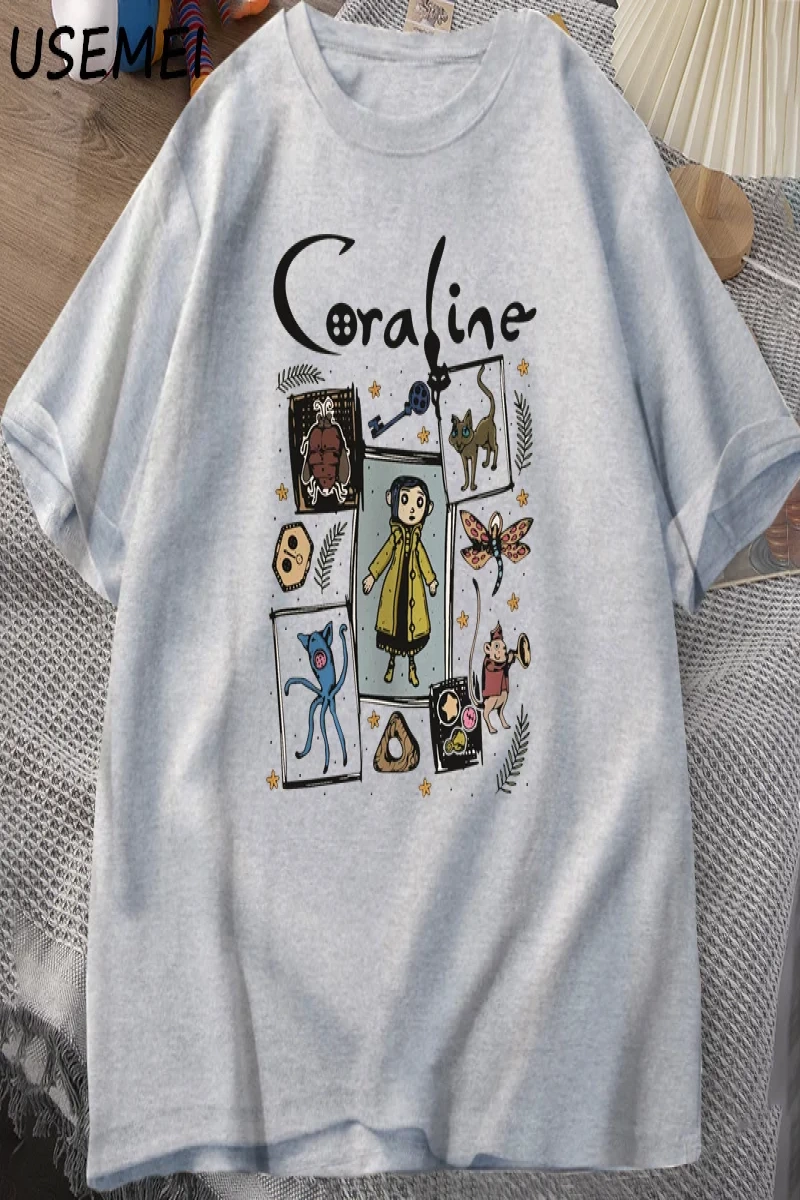 Coraline Cadılar Bayramı T Shirt Kadın Erkek Spooky Vintage T-shirt Harajuku Güz Kısa Kollu T 2799