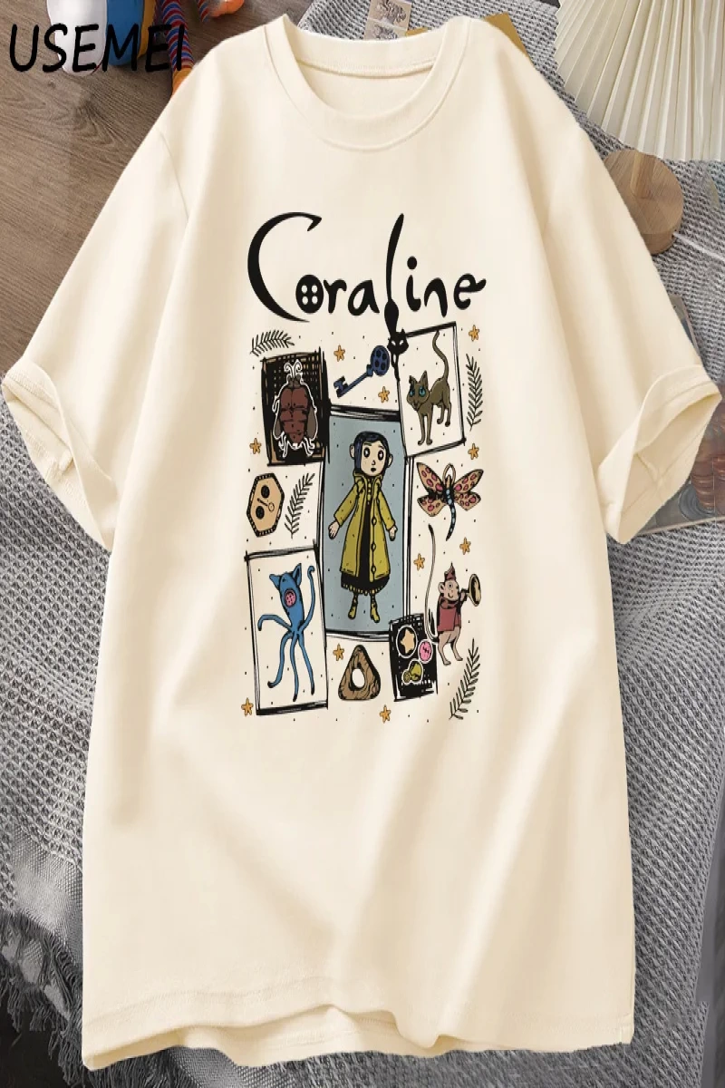 Coraline Cadılar Bayramı T Shirt Kadın Erkek Spooky Vintage T-shirt Harajuku Güz Kısa Kollu T 2799