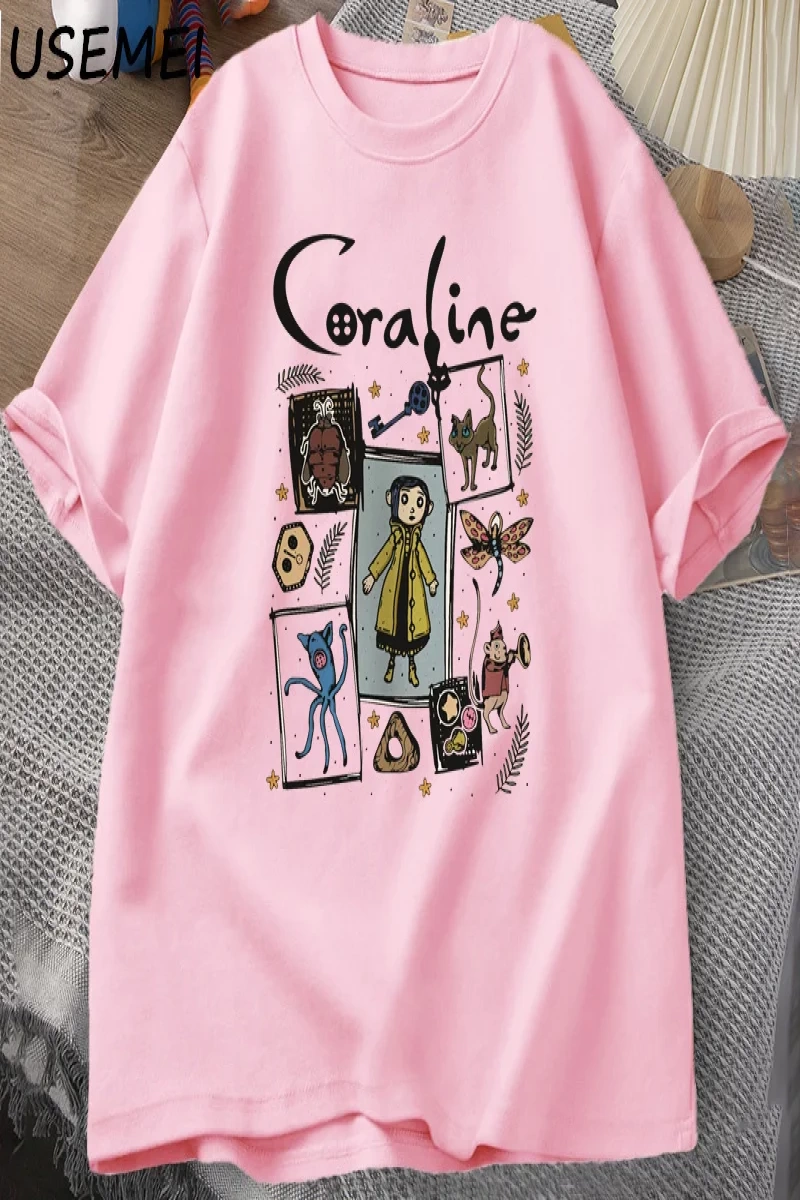 Coraline Cadılar Bayramı T Shirt Kadın Erkek Spooky Vintage T-shirt Harajuku Güz Kısa Kollu T 2799
