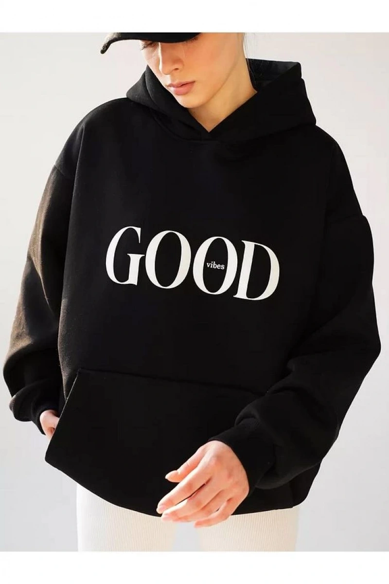 Cupla Unisex Big Good Vibes Sweatshirt Siyah