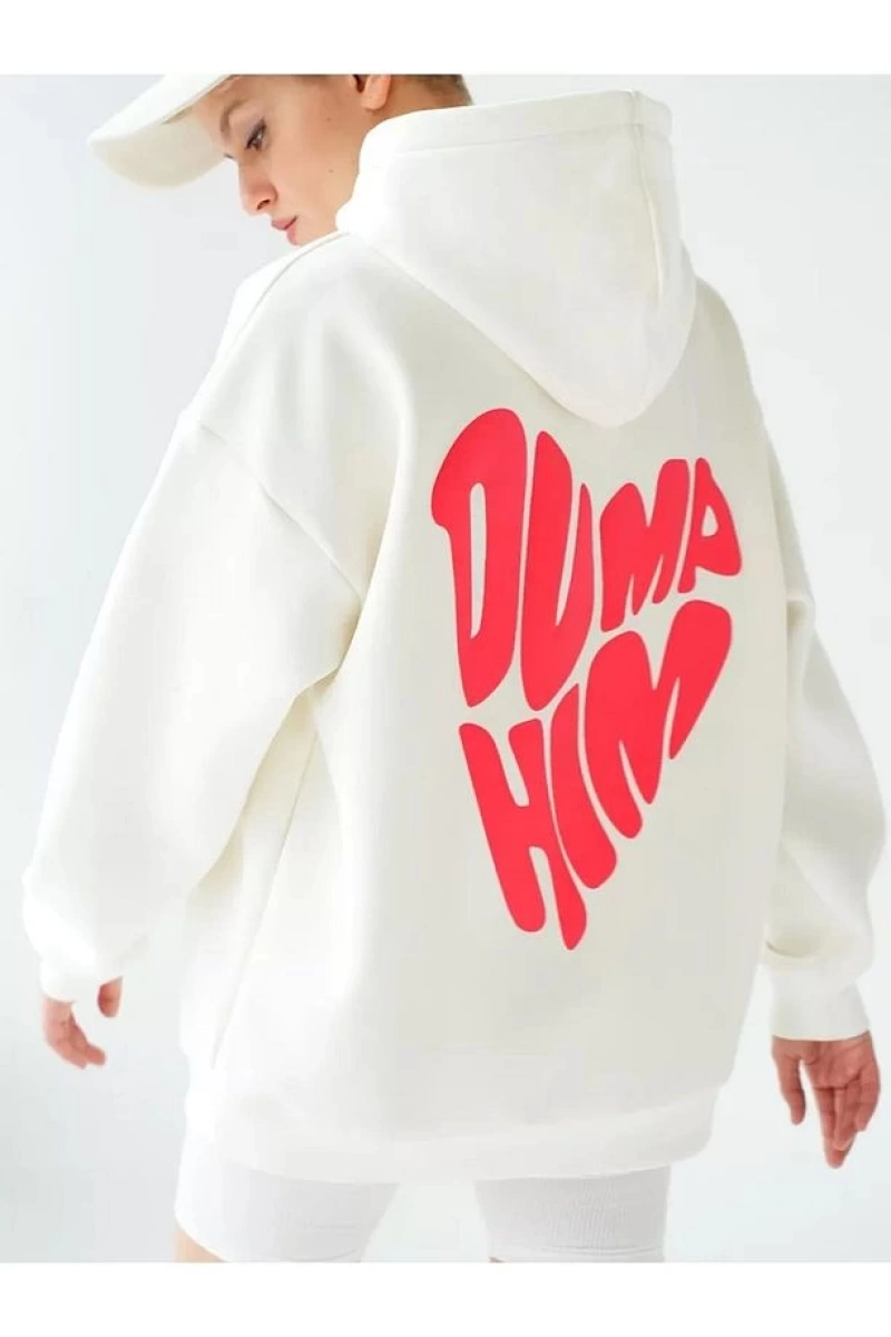 Cupla Unisex Dump Him Sweatshirt Beyaz