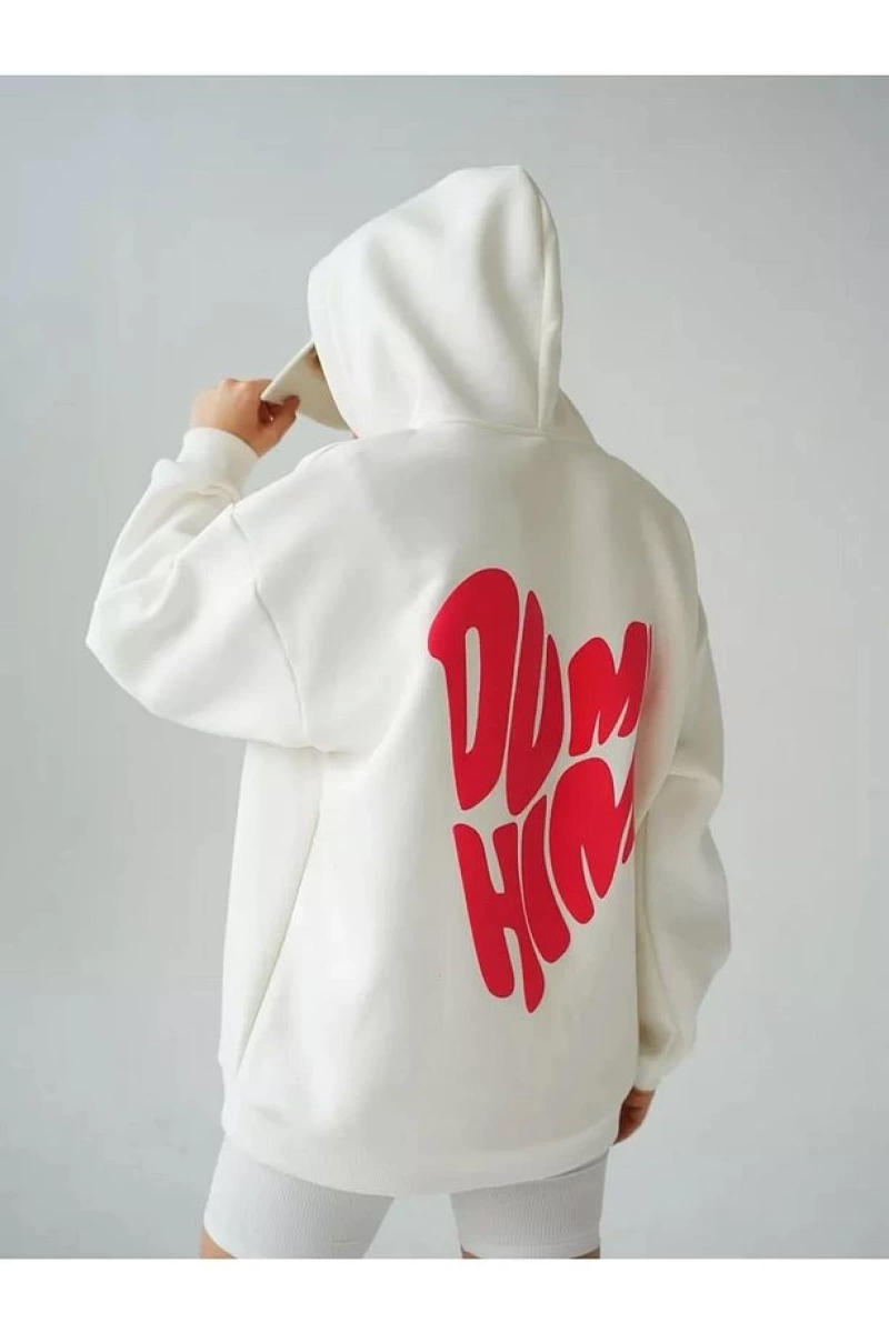 Cupla Unisex Dump Him Sweatshirt Beyaz