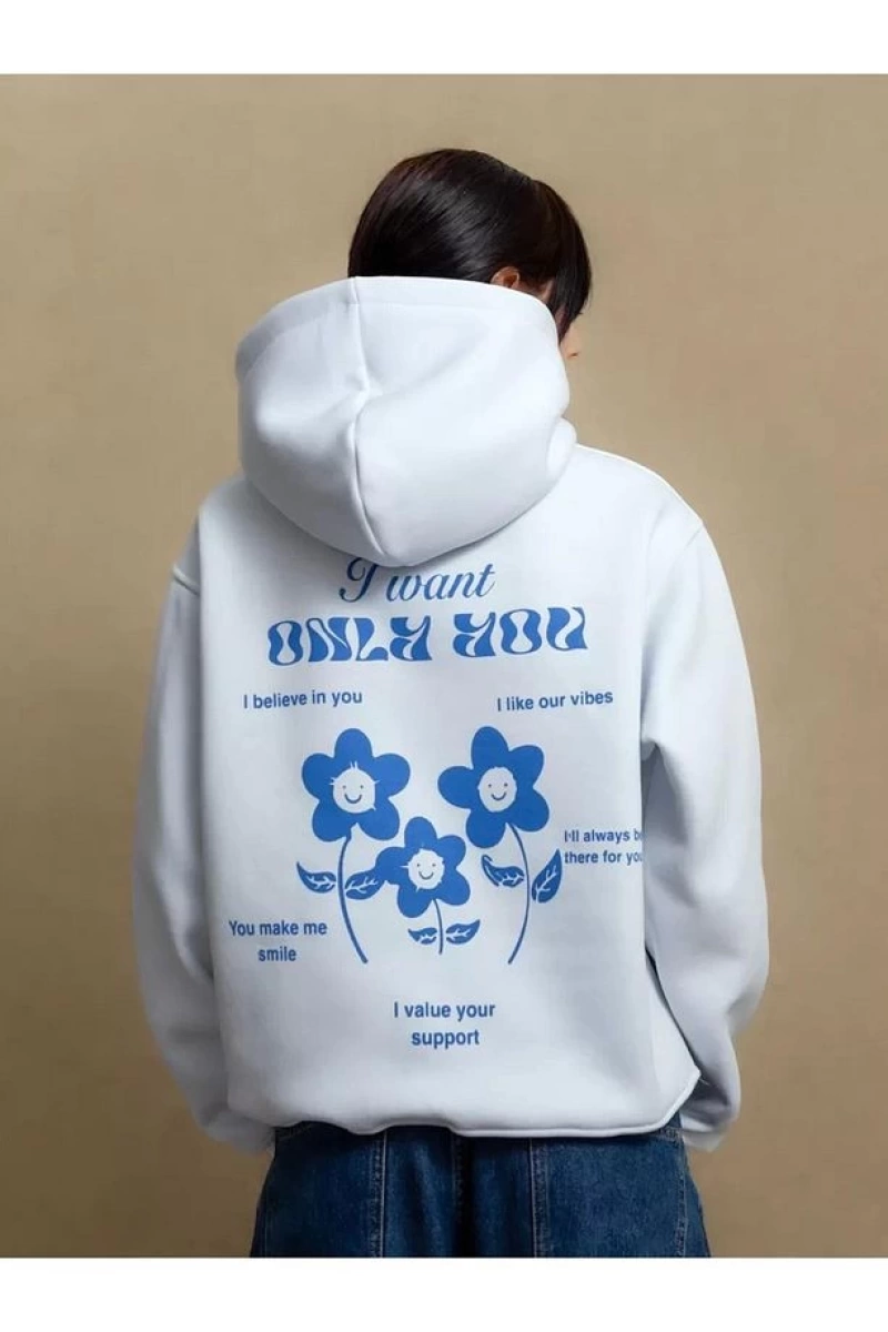 Cupla Unisex I Want Only You Sweatshirt Beyaz