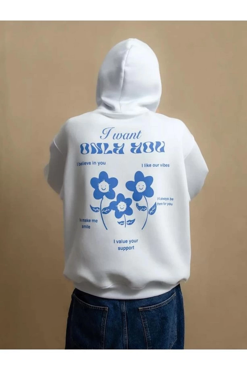 Cupla Unisex I Want Only You Sweatshirt Beyaz