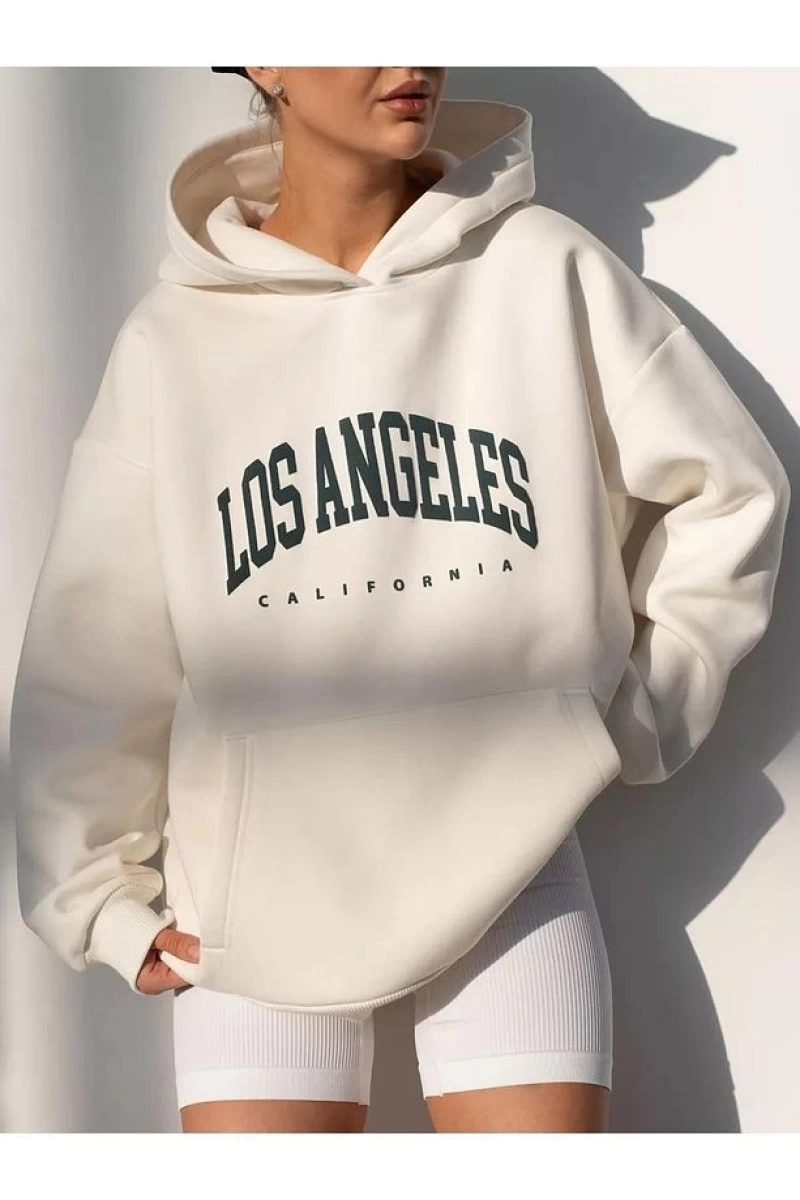Cupla Unisex Los Angeles Sweatshirt Beyaz