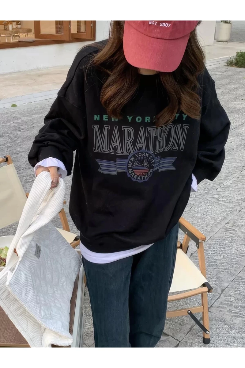 Cupla Unisex Marathon Bisiklet Yaka Sweatshirt