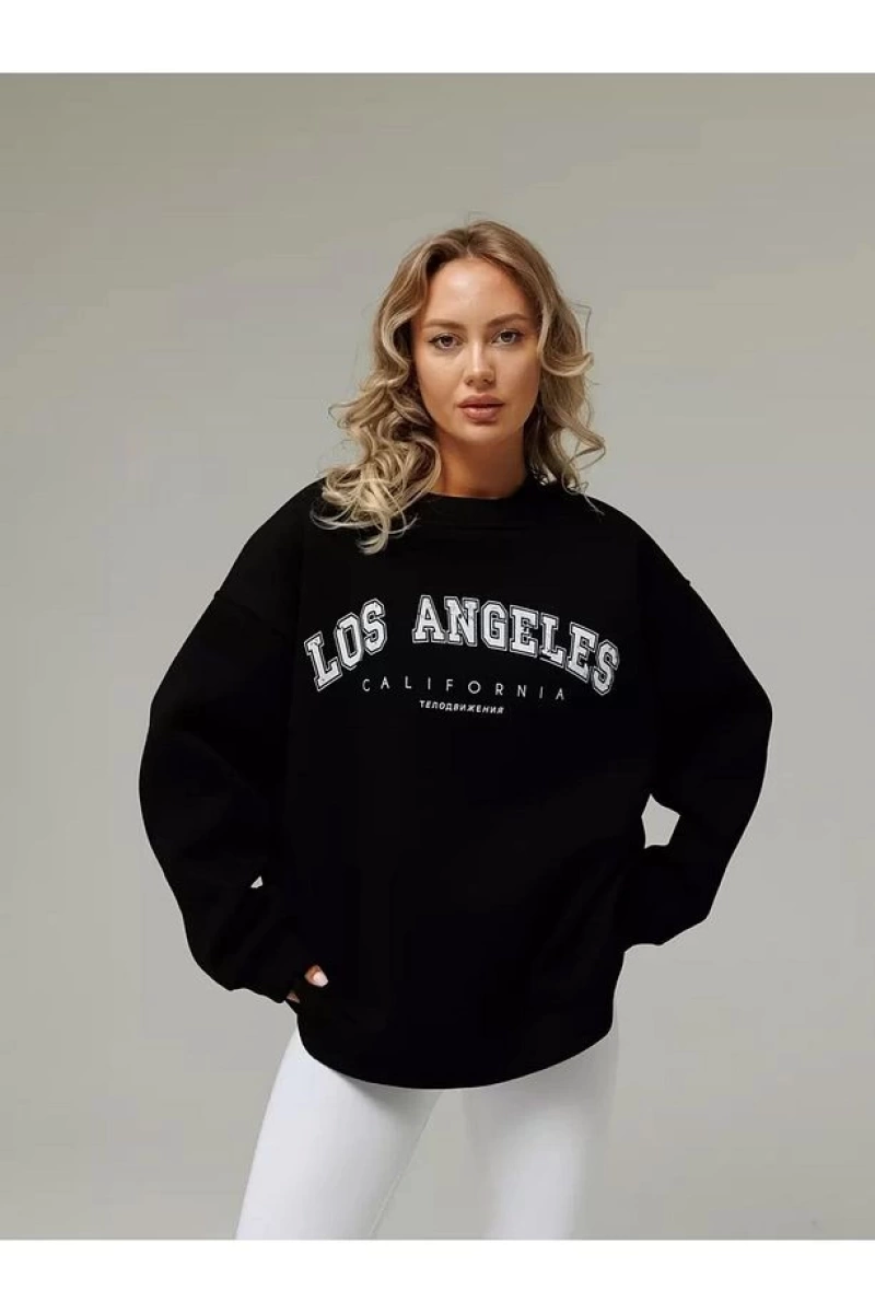 Cupla Unisex Moscow Bisiklet Yaka Sweatshirt Siyah