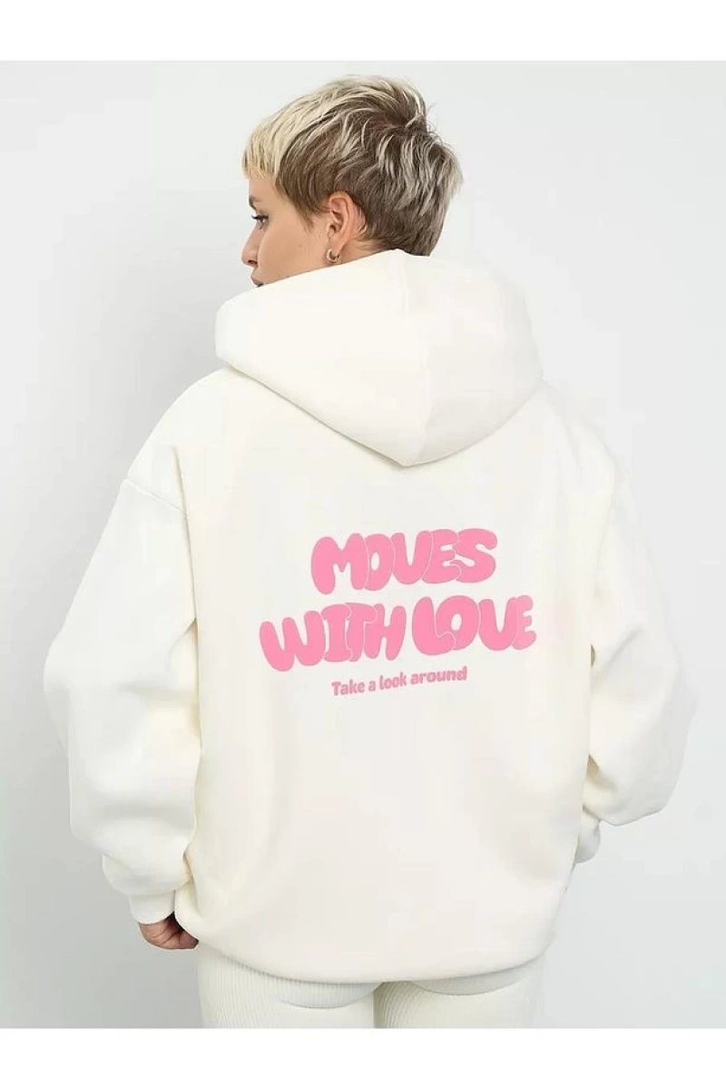 Cupla Unisex Moves With Love Sweatshirt Beyaz