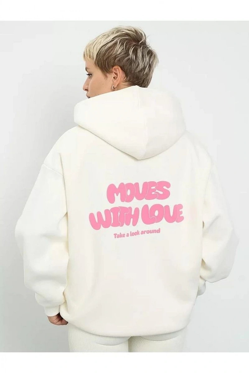 Cupla Unisex Moves With Love Sweatshirt Beyaz