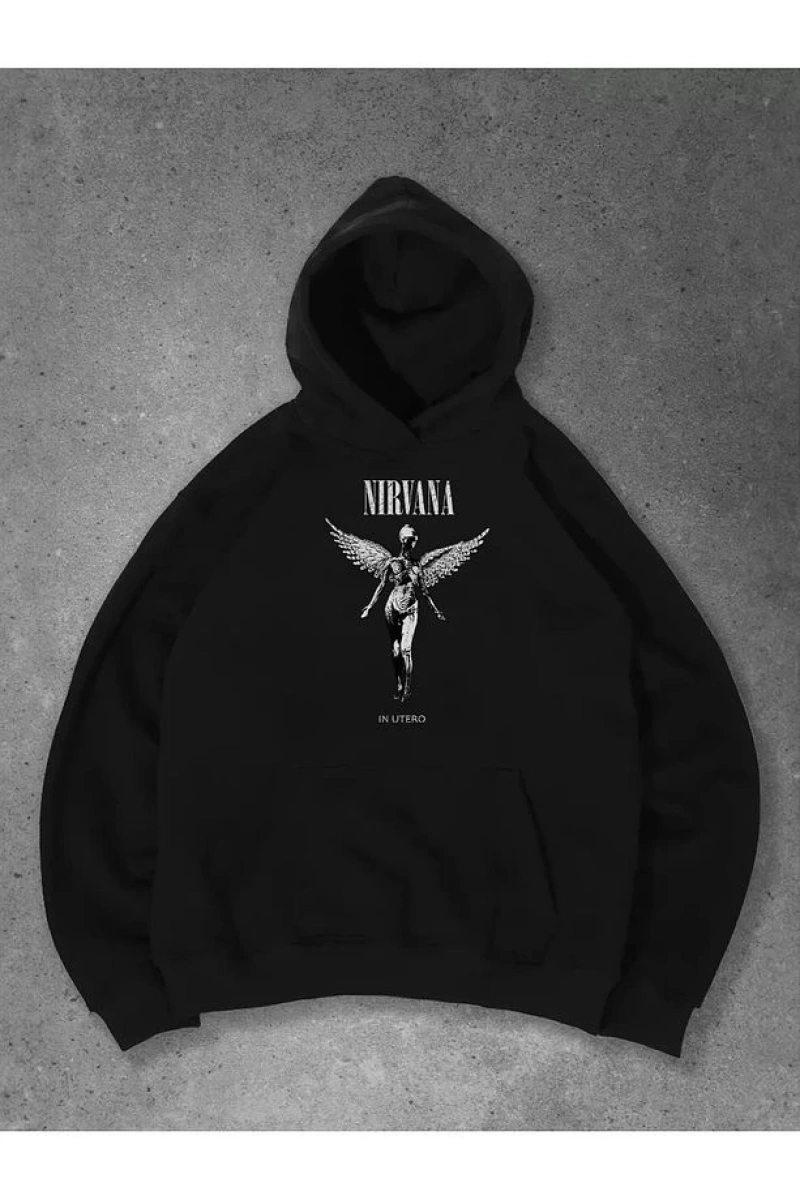 Cupla Unisex Nirvana in Utero Sweatshirt Siyah