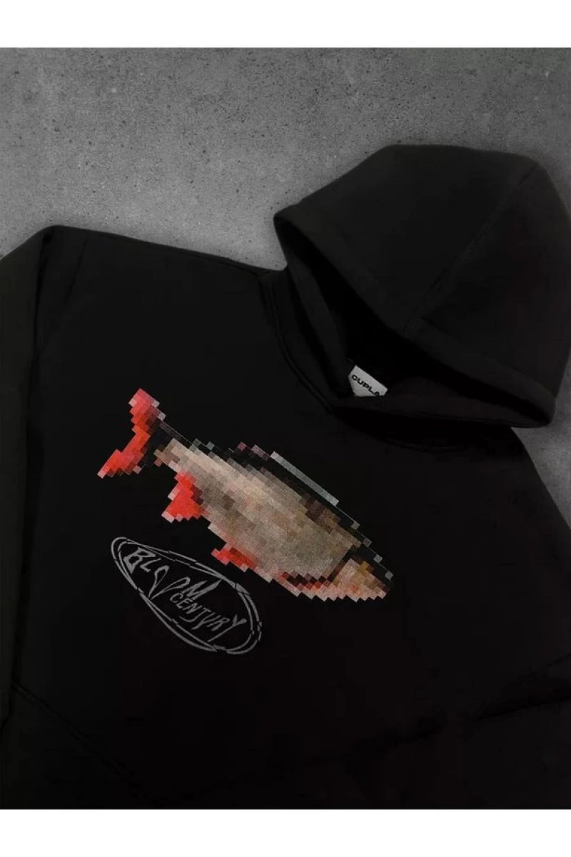 Cupla Unisex Pixel Fish Sweatshirt Siyah