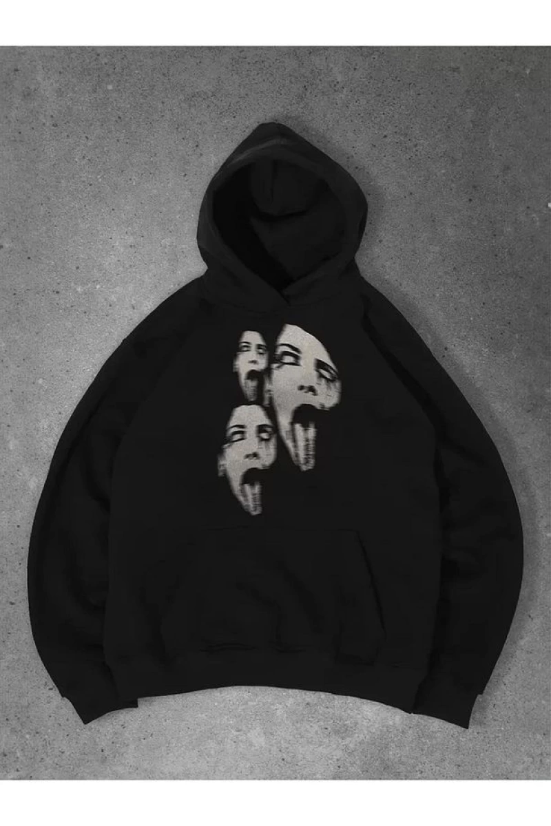 Cupla Unisex Triple Scream Sweatshirt Siyah