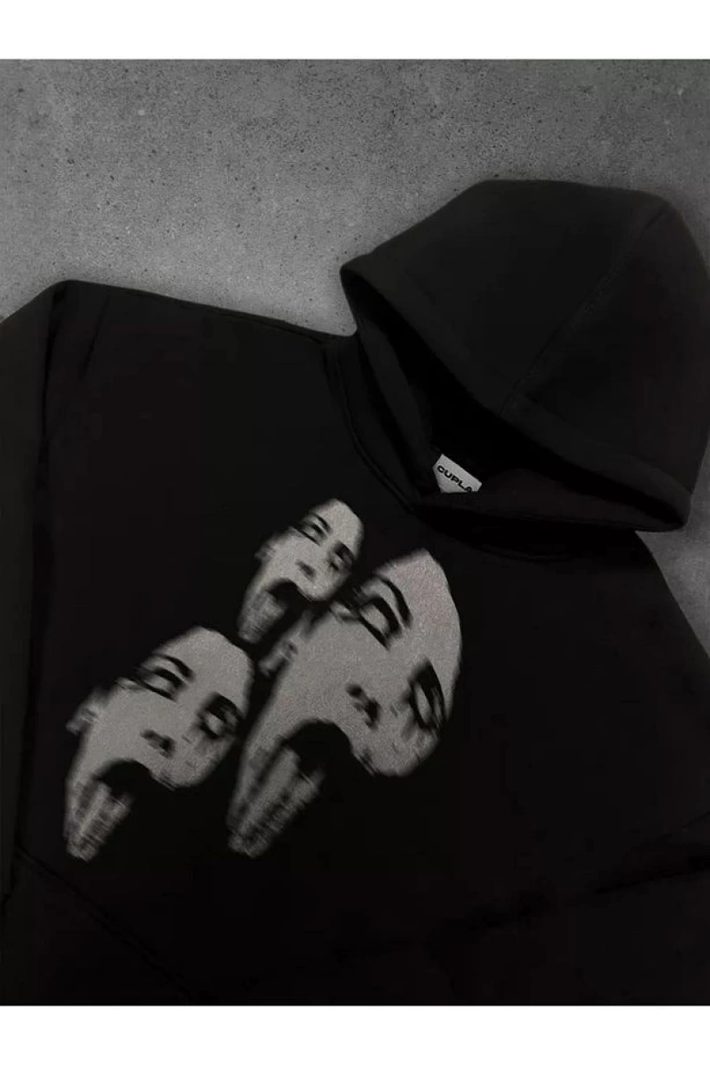 Cupla Unisex Triple Scream Sweatshirt Siyah