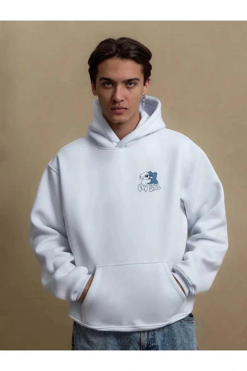 Cupla Unisex You Deserve Happy Things Sweatshirt Beyaz