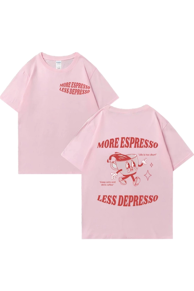 Daha Espresso az Depresso Meme T shirt komik erkek kadın Vintage karikatür T-shirt Pop Art pa
