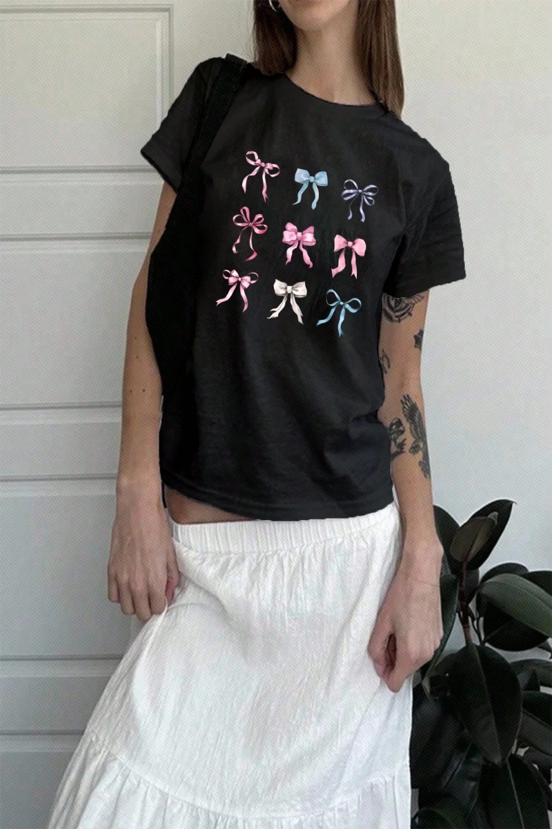 DAZY Harfli Grafik Düşük Omuzlu Büyük Boy Tişört
