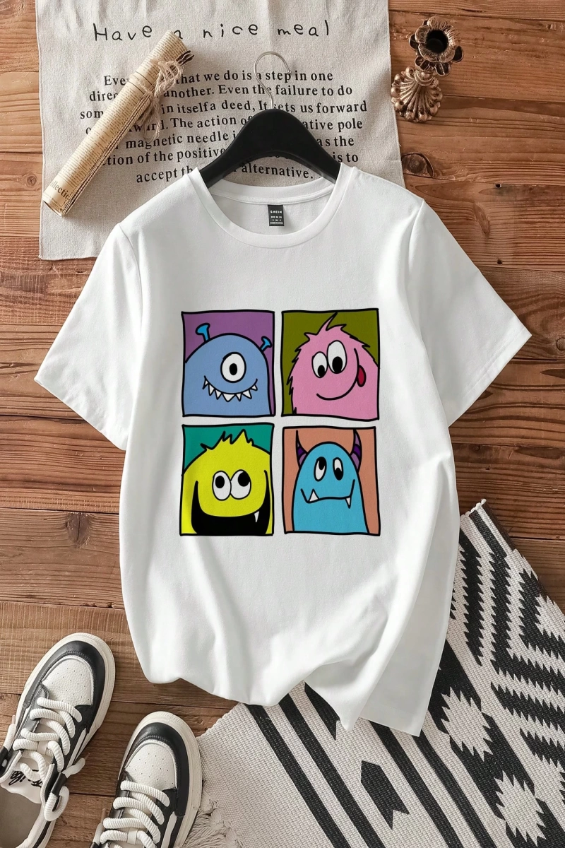 DAZY Harfli Grafik Düşük Omuzlu Tişört