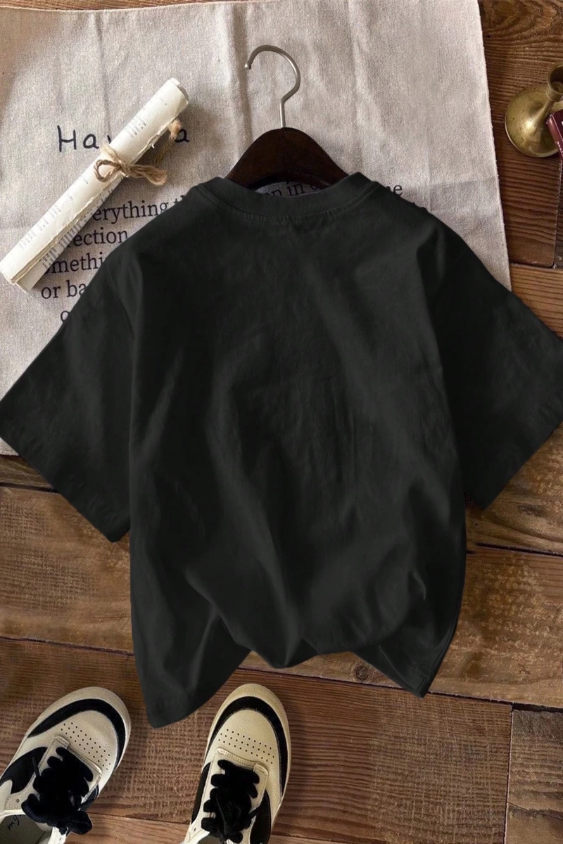 DAZY Harfli Grafik Kontrast Raglan Kollu Tişört