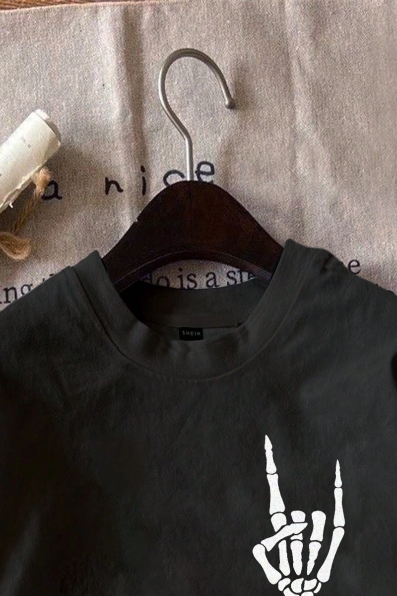 DAZY Harfli Grafik Kontrast Raglan Kollu Tişört