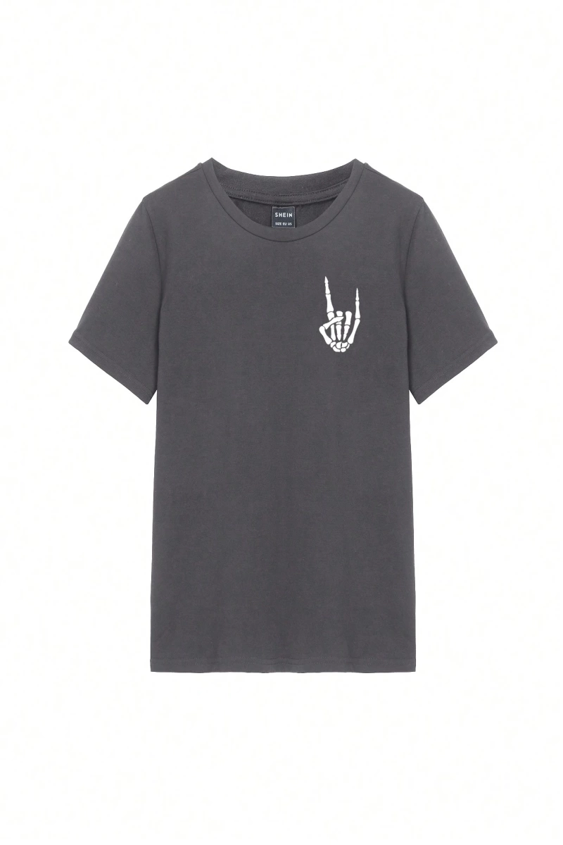 DAZY Harfli Grafik Kontrast Raglan Kollu Tişört