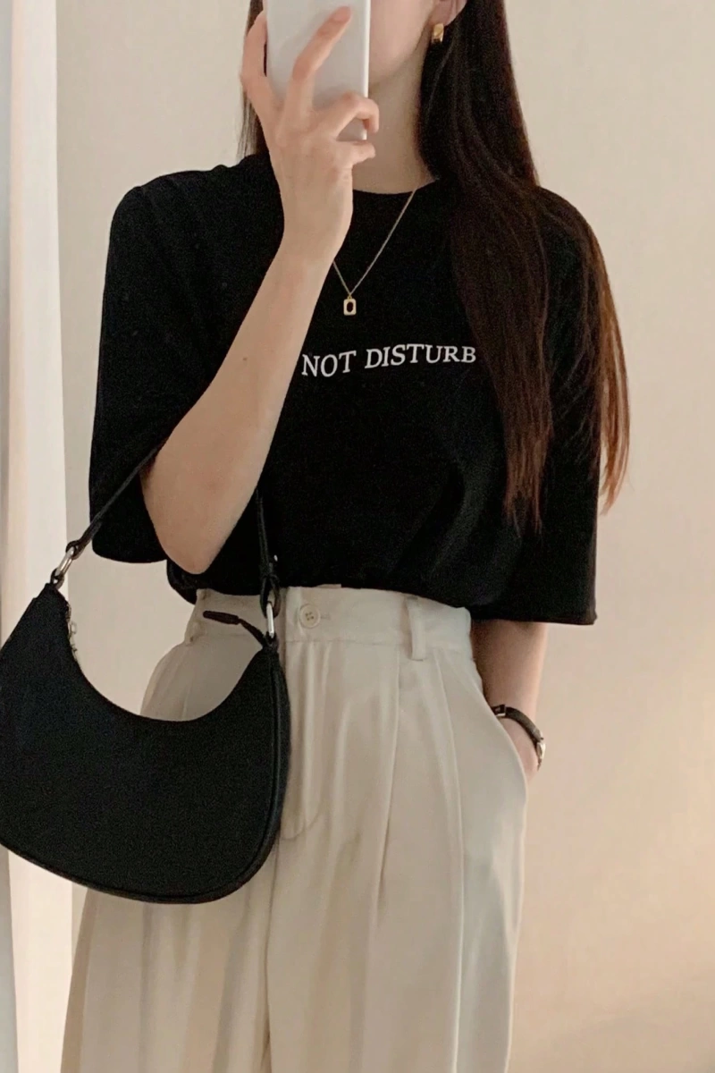DAZY Kadın Bol Kesim Normal Tişört Harfli Baskılı Yaz