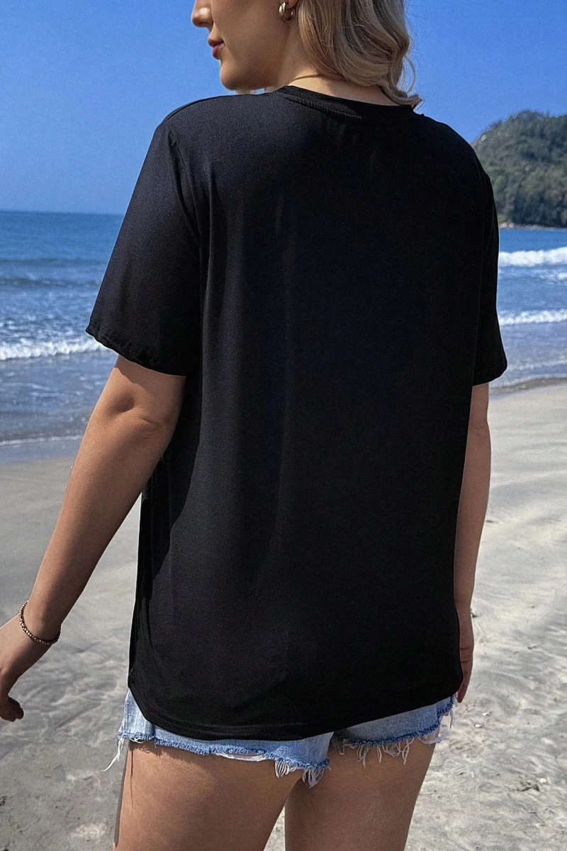 DAZY Kontrast Mektup Baskılı Raglan Kısa Kollu Tişört