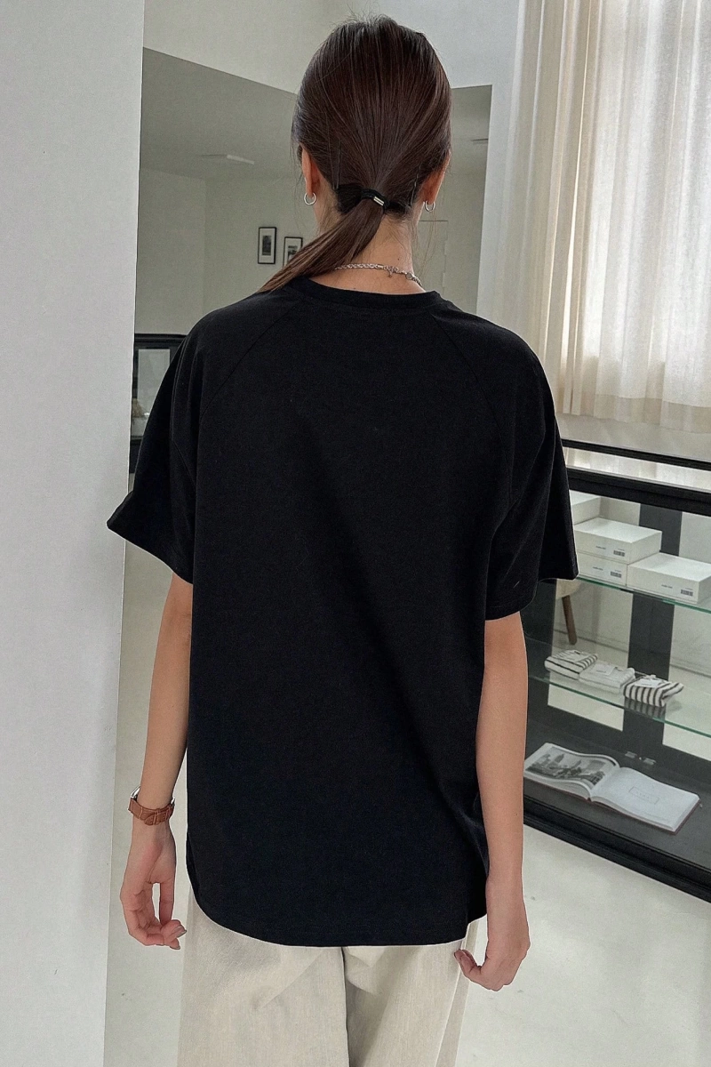 DAZY Kontrast Mektup Baskılı Raglan Kısa Kollu Tişört