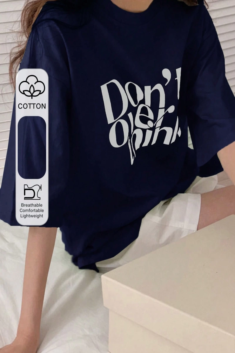 DAZY Slogan Grafik Düşük Omuz Tişört