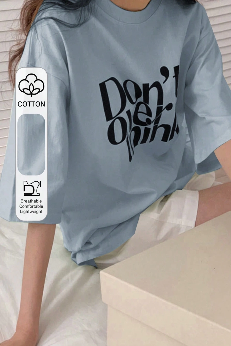 DAZY Slogan Grafik Düşük Omuz Tişört