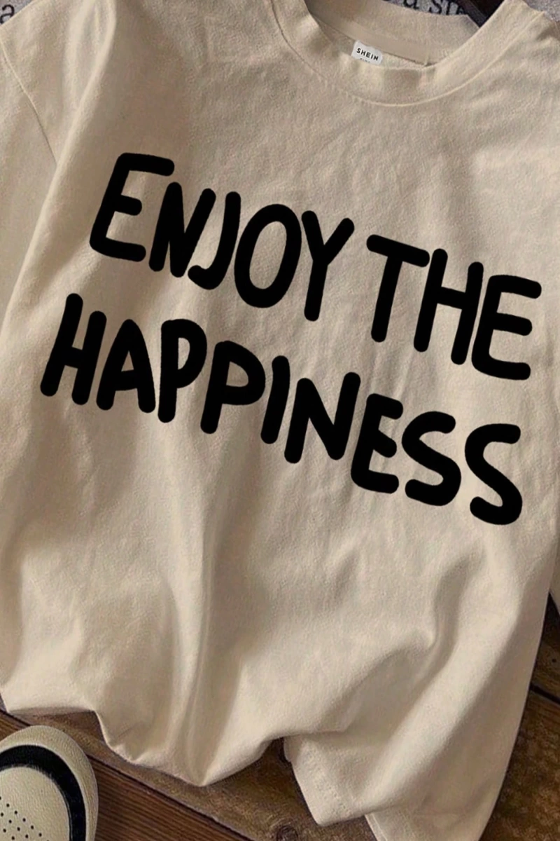 DAZY Slogan Grafik Düşük Omuz Tişört
